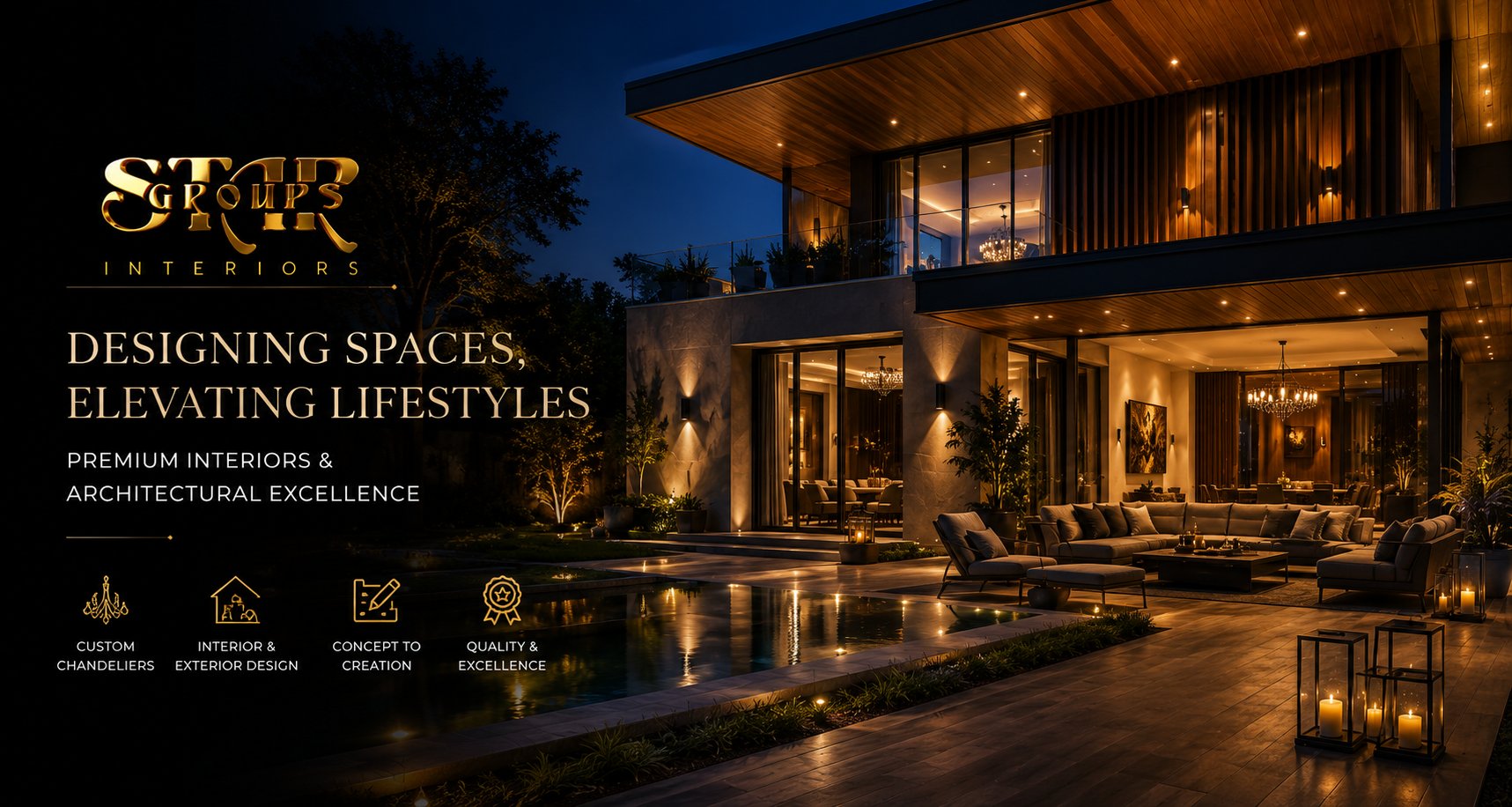 Residential lighting design by Star Group Interiors in Mysore
