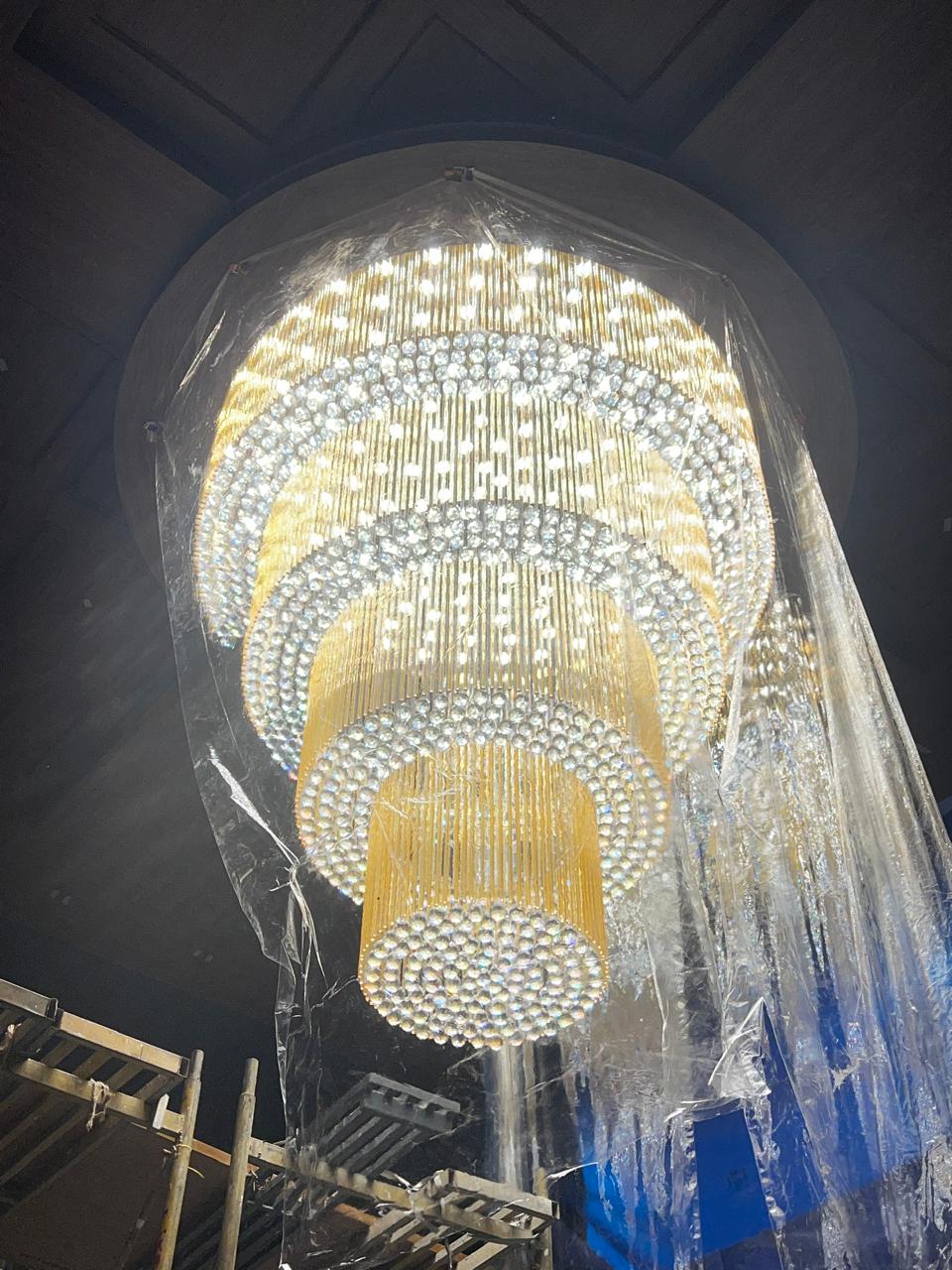 Radhas Punalur hospitality interior and chandelier project in Kerala by Star Group Interiors